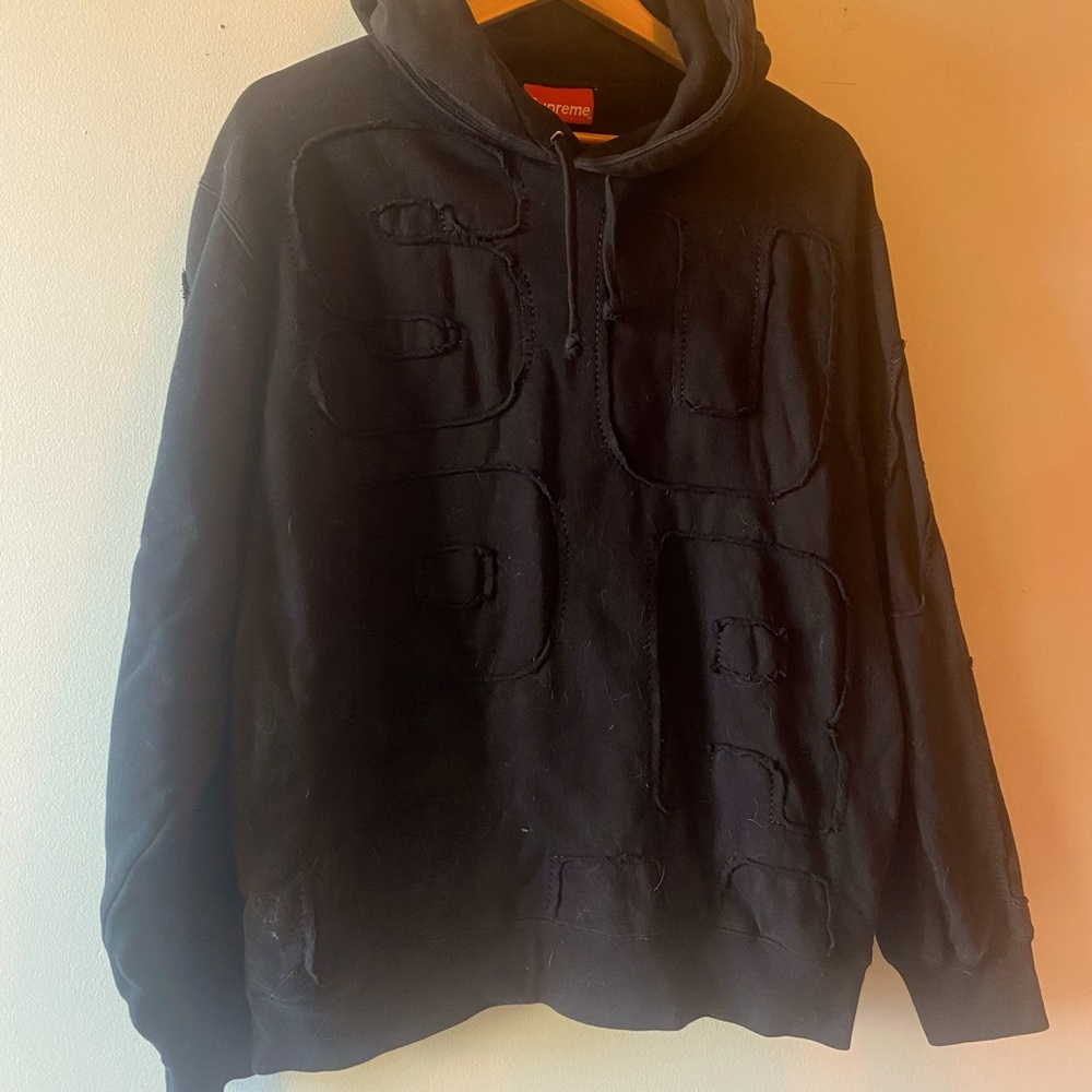 dead stock supreme hoodie distressed black